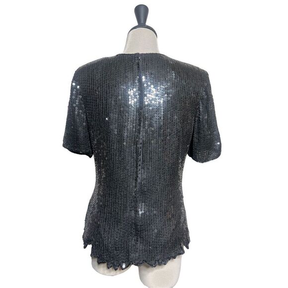 Vintage Stenay Short Sleeve Sequined Blouse Fall Flowers Size Small - Picture 5 of 6
